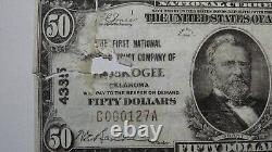 Billet de banque rare de la devise nationale de 50 dollars de Muskogee, Oklahoma, OK en 1929, Ch #4385