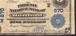 Billet de la Banque Nationale Phoenix de 1902 de 5 $ à Hartford, Connecticut, Très Bien (Vf)