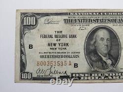 Billet de la Réserve fédérale de 1929 de la Banque nationale de Chicago avec un numéro de série fantaisie de 100 $ en état VF