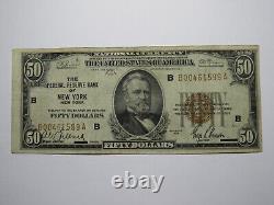 Billet de la Réserve fédérale de 1929 de la banque nationale de New York d'une valeur de 50 $ en état VF