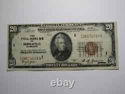 Billet de la Réserve fédérale de devise nationale de Minneapolis de 1929 de 20 $ avec un numéro de série fantaisie.