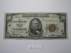 Billet de la Réserve fédérale de la banque nationale de Chicago IL de 1929 de 50 $ en excellent état (XF+)