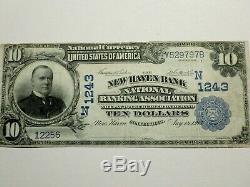 Ch # 1243 10 $ 1902 Banque Nationale Monnaie Note Plain Retour New Haven, Ct
