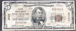 États-unis 5 Dollar 1929 Monnaie Nationale $ 5 La Nouvelle-orléans La Selten Banknote # 9590