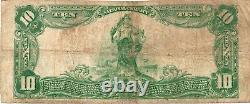 GRAND 1902 $10 Devise Nationale de la Banque Nationale d'Allentown PA PAPER MONEY