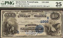 Grand 1882 10 $ Dollar Banque Nationale Quakertown Note Devise Date Retour Pmg 25
