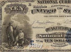 Grand 1882 $ 10 Dollar Quakertown Banque Nationale Billets Devise Papier Pmg 25