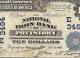 Grand 1902 $ 10 Dollar Bill Banque De Fer Nationale Pottstown Note Monnaie D'argent