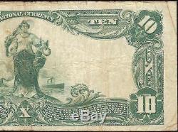 Grand 1902 $ 10 Dollar Bill Banque De Fer Nationale Pottstown Note Monnaie D'argent
