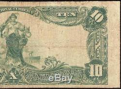 Grand 1902 $ 10 Dollar Bill Blairsville Banque Nationale Note Monnaie Papier Monnaie