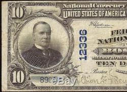 Grand 1902 $ 10 Dollar Titre Interdit Note Banque Nationale Fédérale Boston Devise