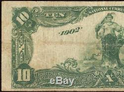 Grand 1902 $ 10 Dollar Union Échange Banque Nationale Ny Note Devise Charter 9360