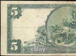 Grand 1902 $ 5 Dollar Bill Gotham Banque Nationale Note Monnaie Papier Argent Ny Ville