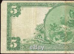 Grand 1902 5 Dollar Bill Minneapolis Banque Nationale Note Monnaie Papier Monnaie