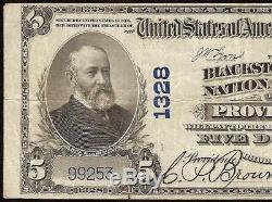 Grand 1902 $ 5 Dollar Blackstone Canal Banque Nationale Note Monnaie Rhode Island