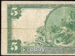 Grand 1902 $ 5 Dollar Blackstone Canal Banque Nationale Note Monnaie Rhode Island