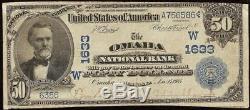 Grand 1902 $ 50 Dollar Bill Omaha Banque Nationale Note Devise Nebraska Ch 1633
