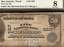 Grand 1902 $ 50 Dollar Ville Banque Nationale San Antonio Texas Note Monnaie Pmg