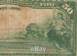 Grand 1902 50 $ Dollar Waco Texas Banque Nationale Monnaie De Monnaie Fr 667 Pmg