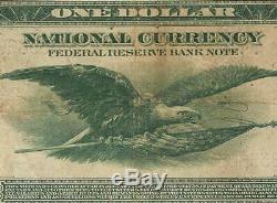 Grand 1918 $ 1 Dollar Bill Green Bank Eagle Note Monnaie Nationale Fr 712 Pmg Vf