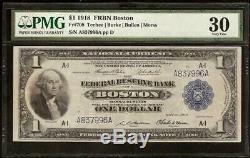 Grand 1918 $ 1 Dollar Bill Vert Eagle Bank Note Monnaie Nationale Fr 708 Pmg 30