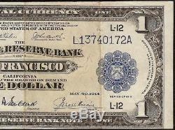 Grand 1918 1 $ Dollar San Francisco Banque Note Monnaie Nationale Mieux Fr 744