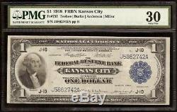 Grand 1918 Facture De 1 $ Dollar Kansas City Bank Note Monnaie Nationale Fr 737 Pmg 30