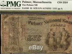 Grand Billet De 1875 $ Us Palmer De La Banque Nationale À 1875 $ Grande Monnaie Ancienne