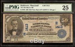 Grande 1902 $ 50 Dollar Bill Baltimore Maryland Banque Nationale Note Monnaie Pmg 25