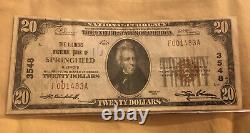 Illinois Banque Nationale De Springfield IL 1929 20 $ Monnaie Nationale #3548 Nice