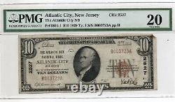 La Banque nationale d'ATLANTIC CITY New Jersey Ten ($10) US Currency 1929 VF