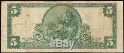 Large 1902 $ 5 Dollar Lynchburg Virginie Banque Nationale Note Devise Papeterie