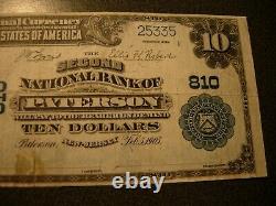 Monnaie Nationale Des États-unis 1902 La Deuxième Banque Nationale De Paterson N. J. 10 $ Note