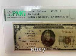 PMG 30 Très bien 1929 $20 Monnaie nationale Première Banque nationale de Linton Indiana