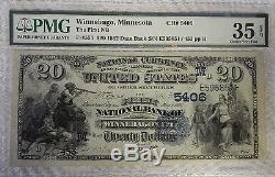 Pmg 35 $ 20. 1882 Winnebago City Minn National Currency Bank Note Bill Ch. # 5406