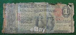 Rare 1865 Faneuil Hall Banque Nationale De Boston 1 $ Devise Nationale Note # 847