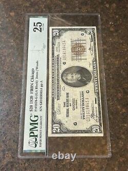 SASA 1929 $20 Devise nationale Réserve fédérale de Chicago PMG Vf25