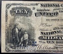 Série 1882 10,00 $ Us Nat'l, Marine Banque Nationale De Milwaukee, Wisconsin