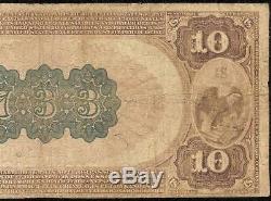 Série 1882 10 $ Dollar Bill Banque Nationale Note Grande Monnaie Old Billets
