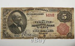 Série 1882 Billet De 5 $ En Monnaie Nationale, Banque Centrale Nationale, Troy Ny Ch. # 1012