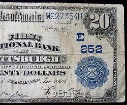 Série 1902 20,00 $ Monnaie Nationale, Première Banque Nationale À Pittsburgh, Pa
