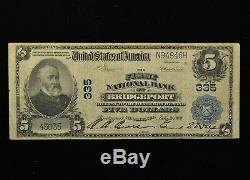 Série 1902 Première 5 $ Plaine Retour Nb Bridgeport Bank Ch # 335 Monnaie Nationale