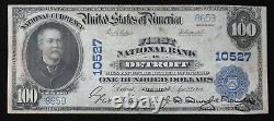 Série De 1902 1914 1ère Banque Nationale À Detroit MI 100 $ Monnaie Nationale Note