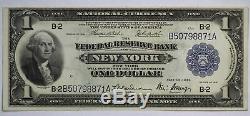 Série De 1918 $ 1 Monnaie De La Réserve Fédérale De La Banque De New York Nationale Note 91wm