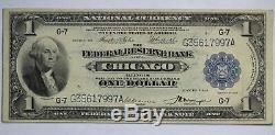 Série De 1918 $ 1 Réserve Fédérale Banque Chicago Monnaie Nationale Remarque Fr-713