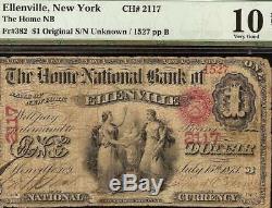 Série Originale $ 1 Ellenville Home Banque Nationale Monnaie Billets Billet Monnaie Pmg