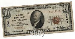 (Springfield, IL) 1929 Billet de 10,00 $ de la Banque Nationale de l'Illinois