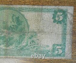 Us 1902 $5 Five Dollars National Currency First Bank Of City New York Vg+ Grande