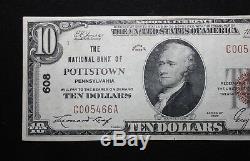 West Point Coins 1929 Monnaie Nationale # 608 $ 10 Banque Nationale De Pottstown Pa